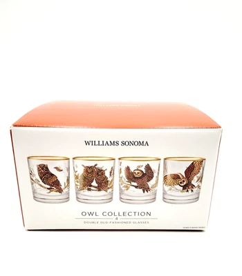 Williams Sonoma OWL Double Old Fashioned Glasses DOF Set of 4 NEW - Image 1 of 3