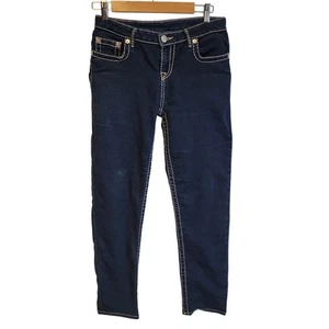 True Religion Skinny Big T Jeans Mid Rise Pink Stitch Stretch Girls Size 16 - Picture 1 of 11