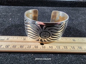 Vinyage Zuni Sun Face Sterling Silver Cast Cuff Bracelet Marked/Tested+ - Picture 1 of 5