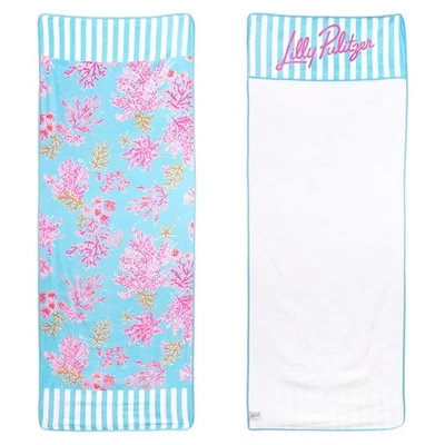 Lilly Pulitzer 棉沙滩躺椅毛巾,毛绒椅子套 30 英寸 x 81.7... — 第 1/4 张图片