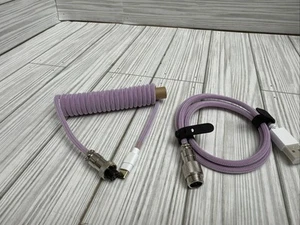 Custom Coiled Aviator Type USB-C Keyboard Cable 4ft GX16 Metal Gaming PC Braided - Picture 1 of 1