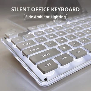 Backlit Gaming Keyboard Full Size 104Keys Silent Membrane USB Wired For PC White - Picture 1 of 26