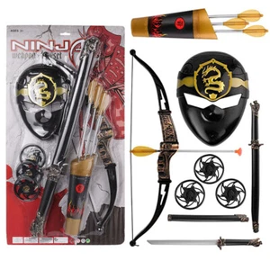 10Pcs Ninja Pretend Playset With Sword Mask Bow Arrow For Kids Christmas Gift - Picture 1 of 11