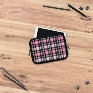 Funda para portátil rosa a cuadros, 5 tamaños disponibles patrón a cuadros - Imagen 1 de 13
