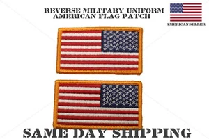 U.S. MILITARY REVERSE USA AMERICAN FLAG EMBROIDERED PATCH HOOK & LOOP GOLD  - Bild 1 von 4
