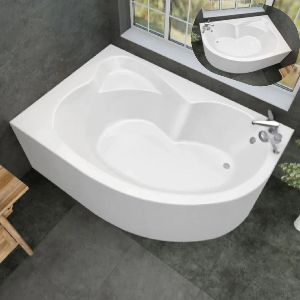 TITAN Corner Bath Tub Strong Acrylic White Right Space Saving Left Hand 1500 x 1000mm