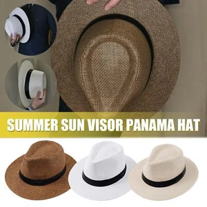 Strohhut Sommer Männer Frauen Strand Stroh Cowboy Panama Jazz Hut - Bild 1 von 15