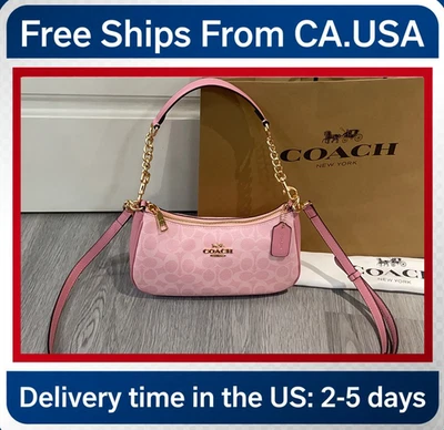 Bolso de hombro COACH Teri en lona exclusiva CV933 Dusty Pink L:9.5xH:6.0xW: 3.0" Foto 1 de 4