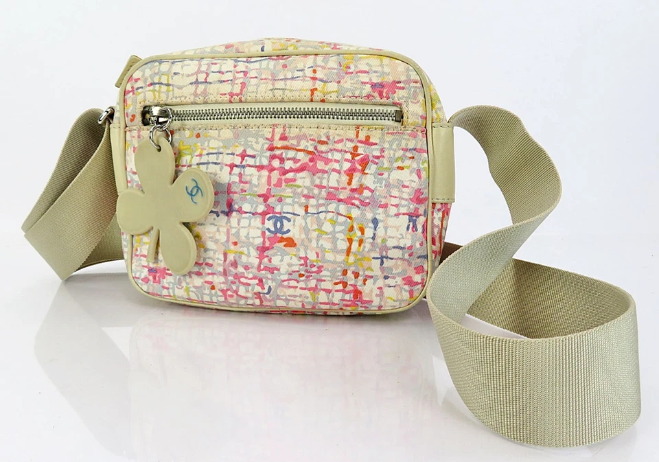 Auténtico bolso de hombro CHANEL multicolor de lona y cuero #61785 Foto 1 de 4