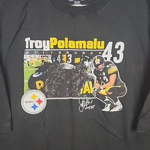 Troy Polamalu Pittsburgh Steelers Shirt Mens 2XL Black Graphic Logo 43 NFL  - Picture 1 of 7