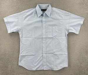 Vtg Christian Dior Monsieur Mens XL 4/41 Blue Button Up Cotton Shirt 90s Preppy - Picture 1 of 17