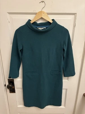 Boden Women's Green Ribbed Roll Neck Dress 3/4 Sleeves Pockets US Size 2R - Image 1 of 4