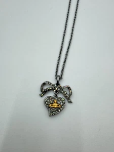 Vivienne Westwood Rotguss Kristall Herz und Schleife Halskette - Bild 1 von 5