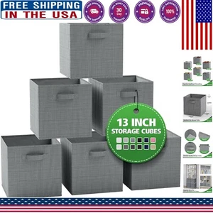 Versatile and Durable 6-Pack 13” Fabric Storage Baskets for Stylish Organization - Picture 1 of 8