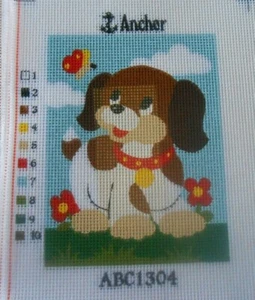 Anchor "Puppy" Kids Printed Tapestry Canvas only - Picture 1 of 1