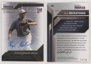 2009 TRISTAR Prospects Plus Gold Auto /50 Kyle Heckathorn #36 Auto