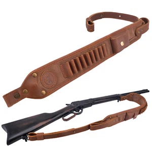 Correas de transporte de cuero para rifle de caza de vaquero soporte para cartucho .308 .45/70 - Imagen 1 de 36