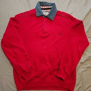 Baileys Mens Rugby Shirt Red Medium 100% Cotton Long Sleeve - Picture 1 of 6