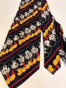 Disney Mickey Mouse Mens Multicolor Classic Poses Emotions Silk Tie - Picture 1 of 6