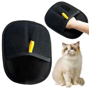 Black Pet Double Grooming Gloves Electrostatic Hair Removal For Cats Dogs HB - Picture 1 of 26