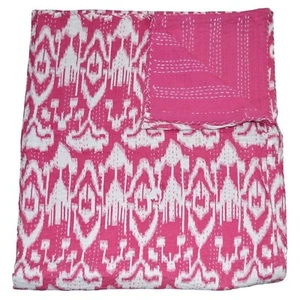 Handmade Reversible Comforter Cotton Kantha Quilted Throw Bedspread home decor - Picture 1 of 41