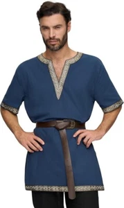 Medieval Knight Tunic Viking Warrior T-Shirt Pirate Costume with Belt XL Ren - Picture 1 of 3