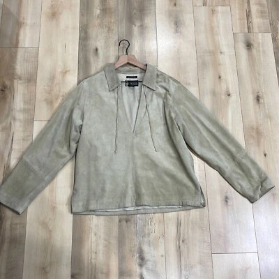 Camisa vintage Eddie Bauer Legend para mujer beige manga larga cuello cedro Grove L Foto 1 de 4