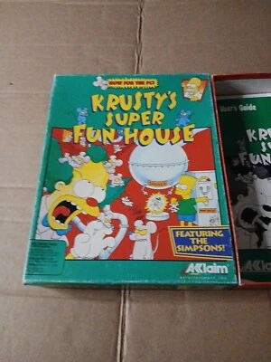 1993 Krusty's Super Fun House LONG BIG BOX Acclaim ~PC DOS 3.5 FLOPPY - Image 1 of 4
