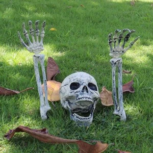 Realistic Skeleton Stakes Halloween Decorations For Lawn Stakes,2 Arms & 1 Skull - Picture 1 of 5