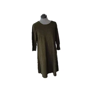 Lands End Kleid Große 14-16 Olivwaldgrün Weiche Wollmischung 3/4 Arm - Bild 1 von 11