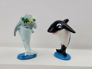 1987 SeaWorld Set of 2 Vintage 2-3/4" PVC Figures Shamu and Dolly Dolphin - Picture 1 of 8