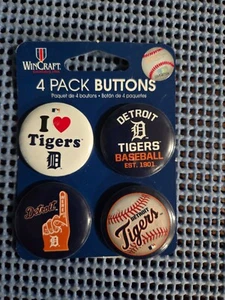 Detroit Tigers WinCraft 4 Pack Buttons - New- Free Shipping - Picture 1 of 3