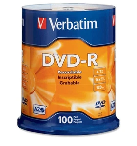 Medios grabables en DVD Verbatim 95102 - DVD-R - 16x - 4,70 GB - 100 husillo de paquete - Imagen 1 de 2