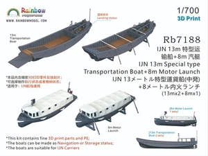 Rainbow RB7188 1/700 Detail Up IJN 13m Transportation Boat+8m Motor Launch - Picture 1 of 2