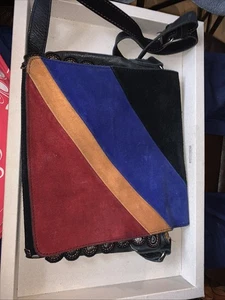 PATRICIA NASH Luca Suede Color Block Leather Messenger Crossbody Bag - Picture 1 of 12