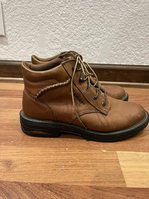 Botas de trabalho femininas Ariat tornozelo faroeste, tamanho 10B, couro marrom sólido, biqueira redonda - Imagem 1 de 4