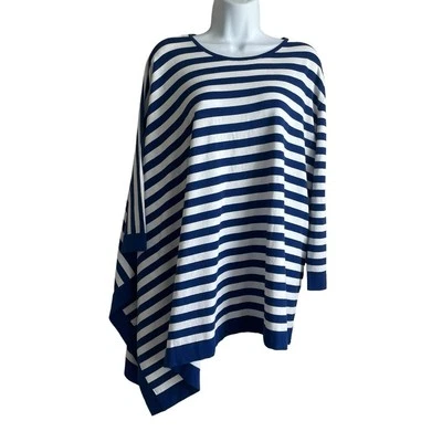 Mantón Top Anne Klein Mujer L/XL Azul Rayas Asimétrico Moderno Costero Preppy Foto 1 de 4