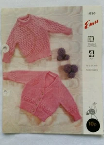 Emu 8530 Babies Cardigan and Sweater Knitting Pattern in DK and 4 ply - Good - Picture 1 of 2