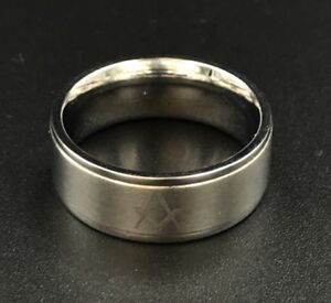 Masonic Ring New in Stainless Steel Band Design Solid Back Size 9
