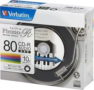 Verbatim MUR80PHW10V1 Blank Music CD-R Discs 80min Phono-R 10 sheets Japan - Picture 1 of 4