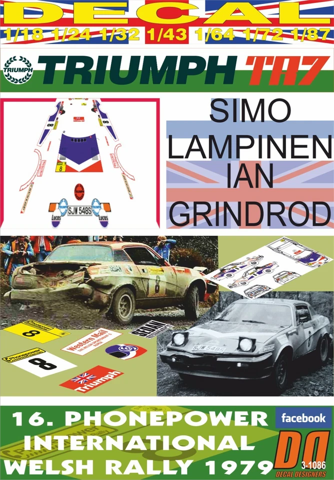 DECAL TRIUMPH TR7 V8 S.LAMPINEN WELSH R. 1979 12nd (06) - Image 1 of 1