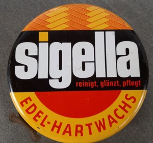 Alte Blechdose Sigella Edel-Hartwachs reinigt, glänzt, pflegt Blech Dose Werbung - Bild 1 von 4