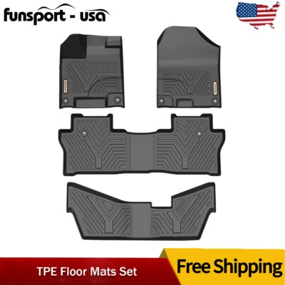Floor Mats for 2016-2022 Honda Pilot 8 Passenger All Weather TPE 3D Floor Liners - Imagem 1 de 4