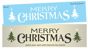 Joanie 24" STENCIL Merry Christmas Pine Tree Winter Holiday Prim Art DIY Signs - Picture 1 of 7