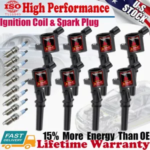 8x Ignition Coil + Spark Plug for Ford F150 F250 F550 Lincoln 4.6L 5.4L V8 FD503 - Picture 1 of 12