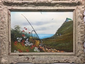 Schönes Gemälde Öl / Acryl auf Leinwand signiert C Fischer antik gerahmt  - Bild 1 von 8