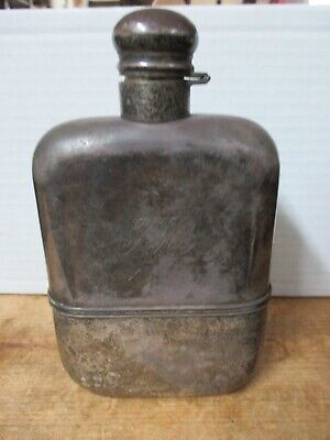 Vintage Sterling Silver Flask With Monogram R B 1/2 Pint Bottle. • 193.88$