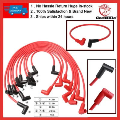 Cable de encendido rojo 8 mm para Chevrolet G10 G30 P20 G10 G20 P30 R30 V30 5,7 L GMC EE. UU. Foto 1 de 4