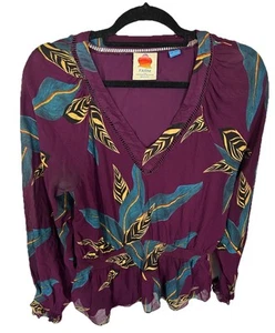 Farm Rio for Anthropologie V-Neck Pullover JENNIFER Bluse Gr. Large Viskose - Bild 1 von 17