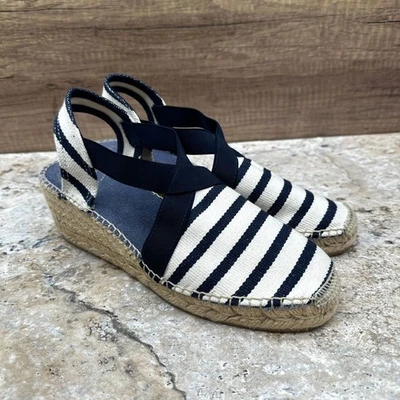 Sandalias de cuña alpargata a rayas Toni Pons Origins azul marino blanco talla 39 tacón de 2,5" Foto 1 de 4
